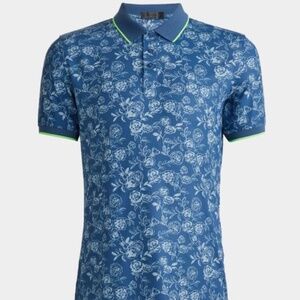 G/Fore Men's Large Peony Sketch Banded Sleeve Tech Jersey Golf Polo MSRP $120